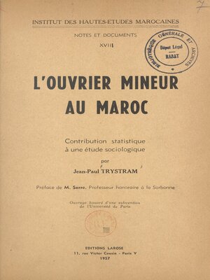 cover image of L'ouvrier mineur au Maroc